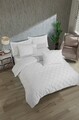 Lenjerie de pat dubla, Kareli Saten - White, EnLora Home, 70% bumbac/30% poliester