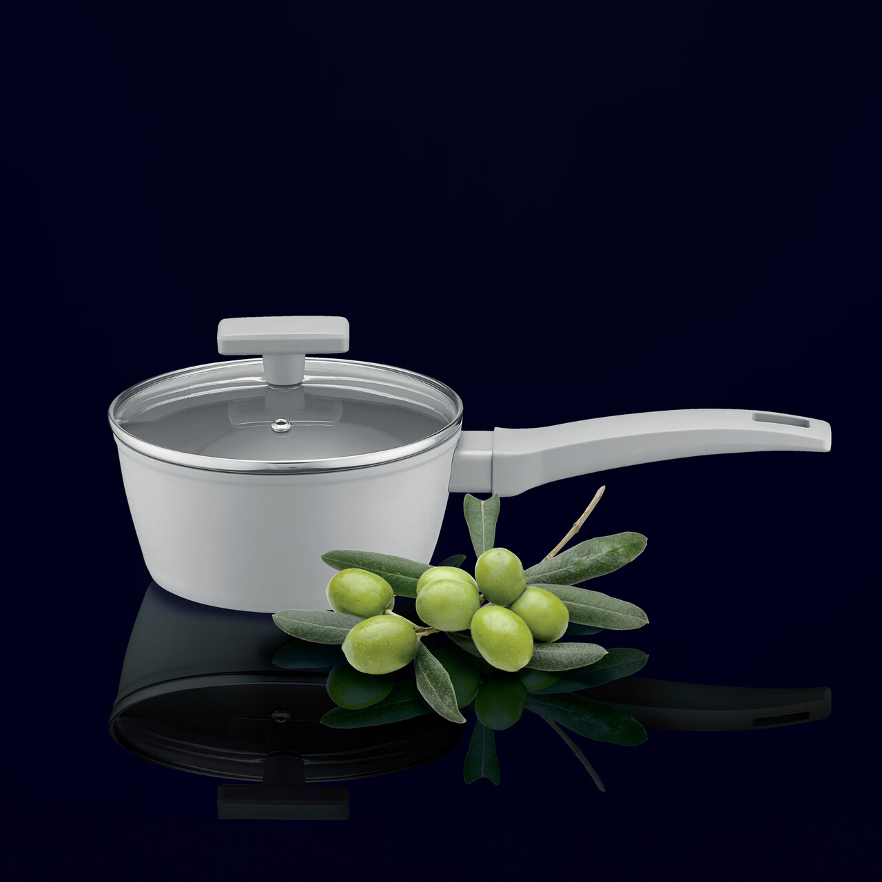 Cratita cu capac Gris, Ambition, 16 cm, 1.2 L, aluminiu, gri - imagine 2