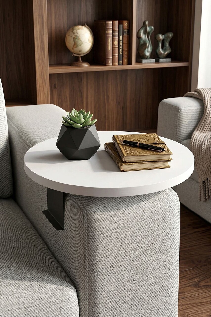 Masuta pentru cotiera canapea, Hanah Home, Artmtksofa1, 32x10x32 cm, Alb - view 2