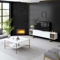 Comoda TV, Bexley, Gold Line, Alb/Auriu