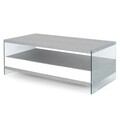 Masuta pentru cafea cu 2 sertare, Norrel, L.120 l.60 H.45, pal/mdf/sticla, alb/gri