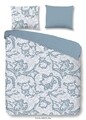 Lenjerie de pat pentru doua persoane Descanso Birza, 100% bumbac satinat, 3 piese, albastru