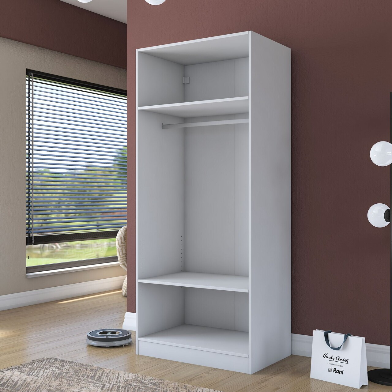 Dulap pentru haine, Hanah Home, BA203, 90x210x57.5 cm, PAL melaminat, Alb - view 7