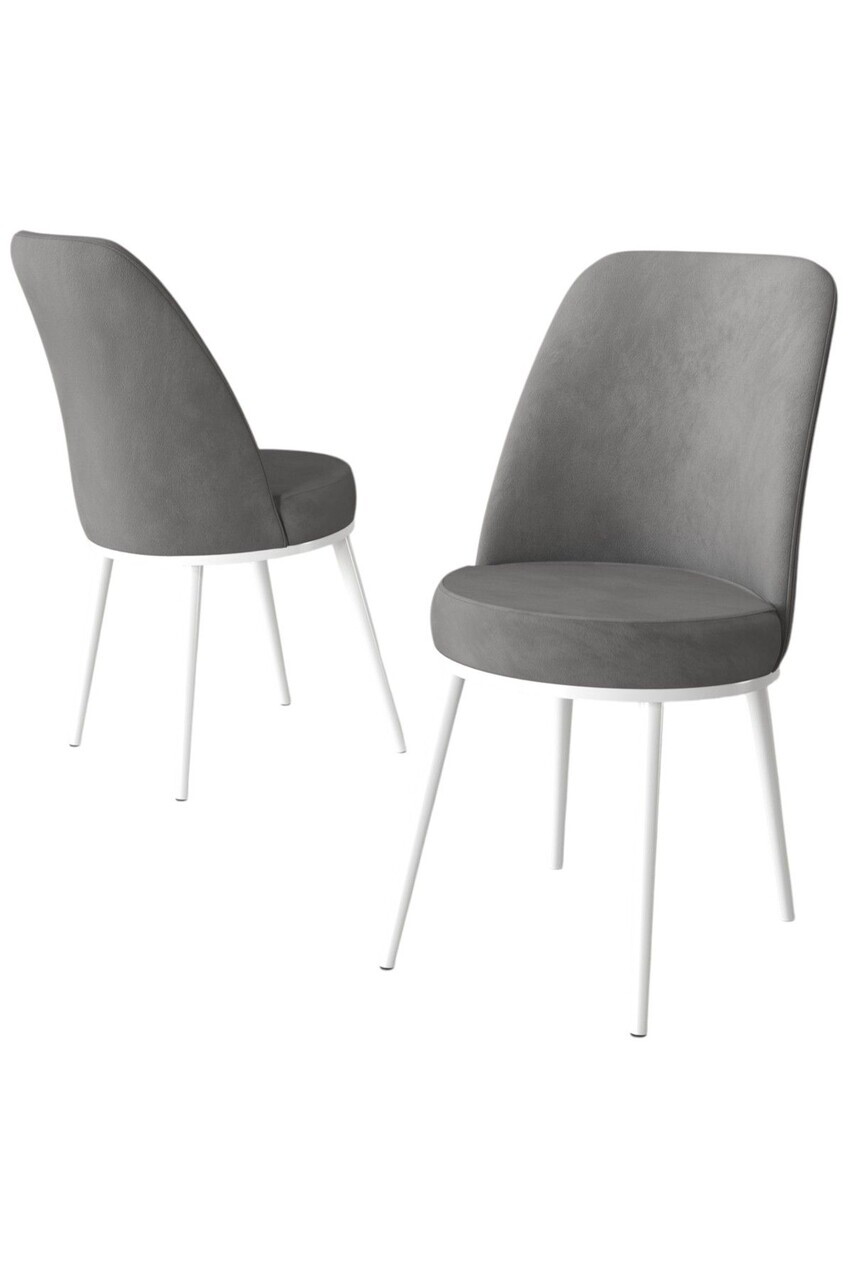 Set scaune 2 piese, Hanah Home, Jaxe, Gri/Alb — imaginea 2