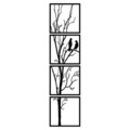 Decoratiune de perete, Tree And Birds B, Metal, 44 x 44 cm, 4 piese, Negru