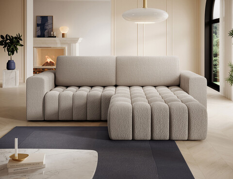 Coltar extensibil dreapta 4 locuri ELTAP, Bon-226, Bonett, 250x175x92 cm, lemn/poliester, bej inchis