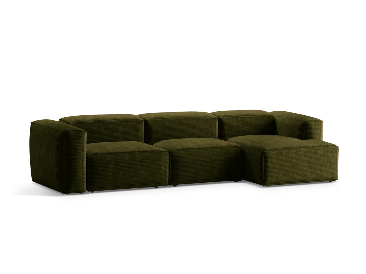 Coltar dreapta 4 locuri, Bergamo, Cosmopolitan Design, 344x152x70 cm, catifea chenille raiata, verde - 1 | YEO