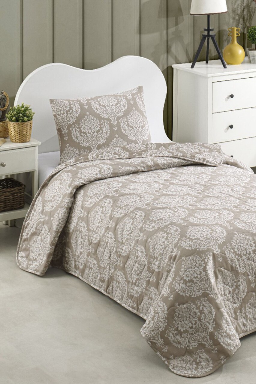 Set cuvertura Single 160x220 cm, 2 piese, Post - Brown, Eponj Home, 65% bumbac/35% poliester