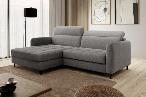 Coltar extensibil stanga 3 locuri ELTAP, LT-04RAQ, Gomsi, 228x165x100 cm, lemn/poliester, gri inchis
