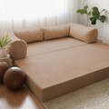 Canapea extensibila cu 3 locuri, Evalina, 383EVN1266, Material: 100% catifea PES, Maro