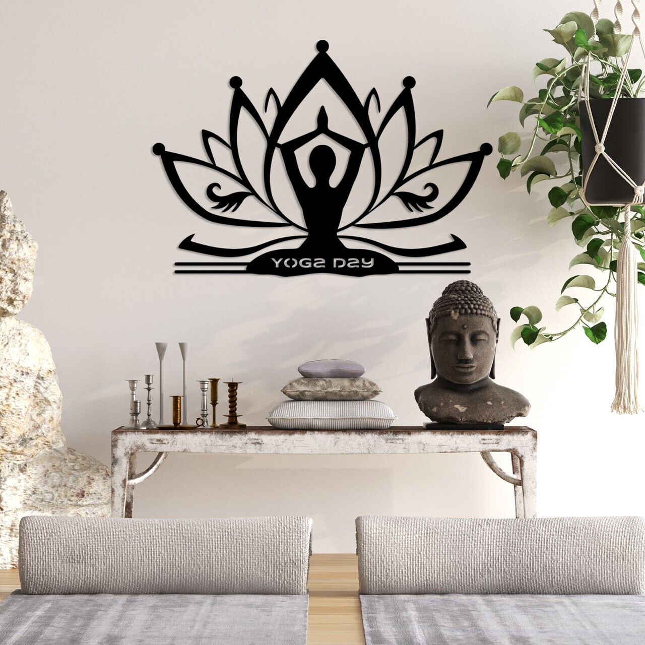 Decoratiune de perete, Yoga 30, Dimensiune: 60 x 42 cm, Negru — imaginea 2
