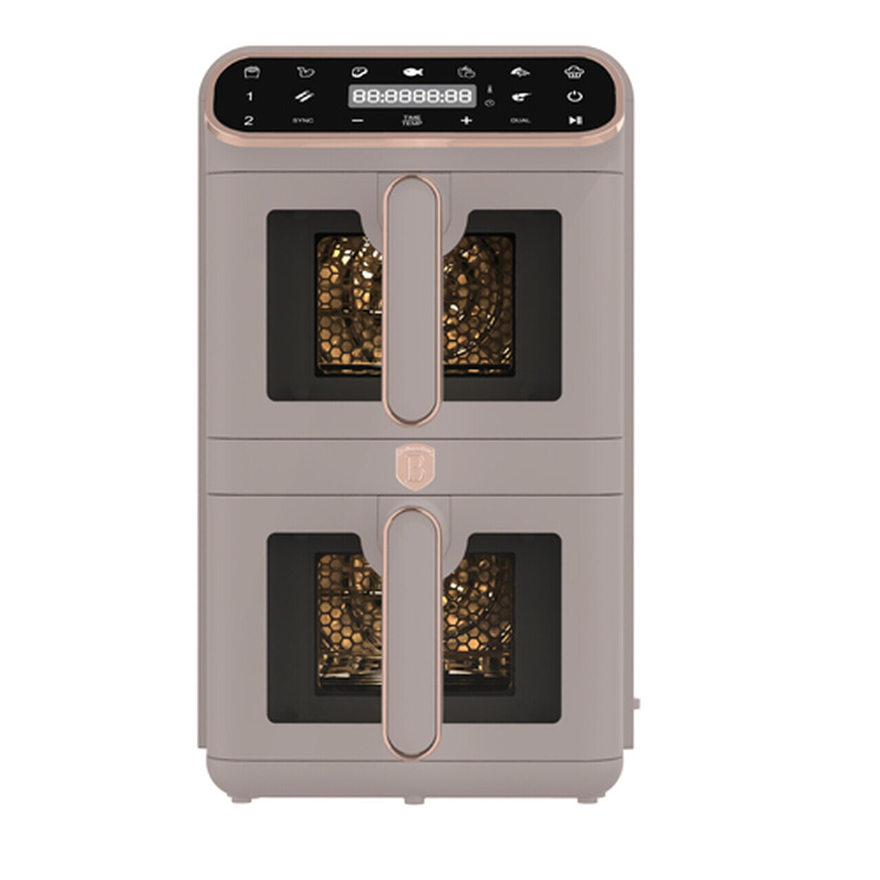 Friteuza dubla cu aer cald Berlinger Haus, Taupe, 2460W, 5.5+5.5 L, taupe mat - imagine 6
