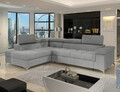 Coltar extensibil stanga 4 locuri ELTAP, LT-04RAQ, Eridano, 275x202x88 cm, lemn/poliester, gri deschis