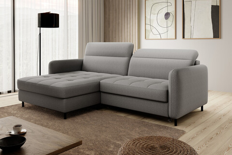 Coltar extensibil stanga 3 locuri ELTAP, LT-03MAN, Gomsi, 228x165x100 cm, lemn/poliester, gri inchis