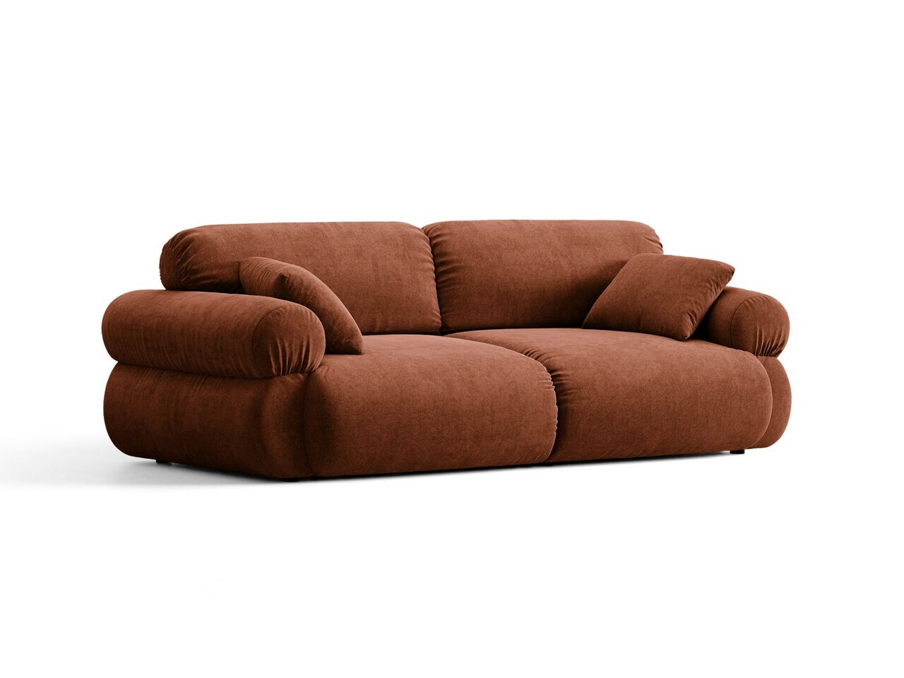 Canapea 3 locuri, Ophelia, Micadoni Home, 217x100x84 cm, tesatura structurata, caramiziu — imaginea 2