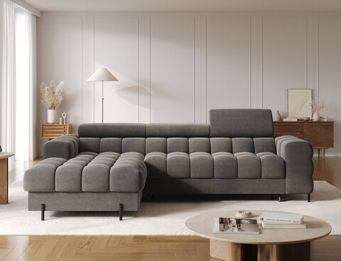Coltar extensibil dreapta 3 locuri ELTAP, LT-06SO, Felro, 285x181x93 cm, lemn/poliester, gri inchis