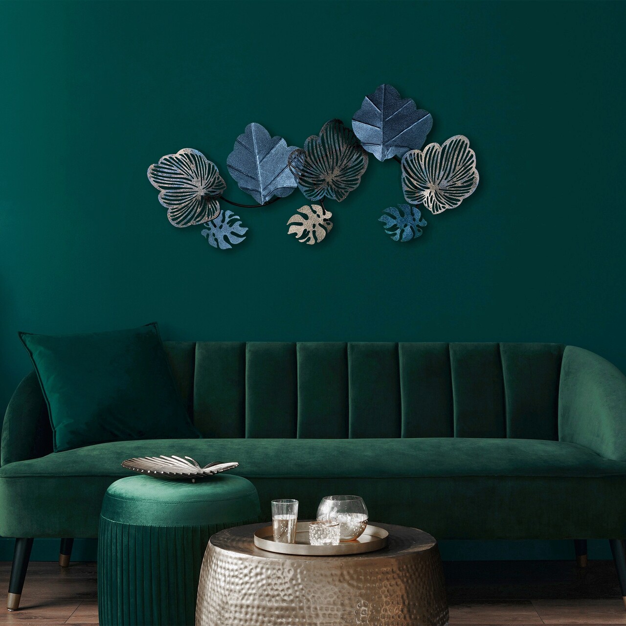 Decoratiune de perete, Zhoushan 3, Metal, Dimensiune: 80 x 42 cm, Multicolor - 2 | YEO