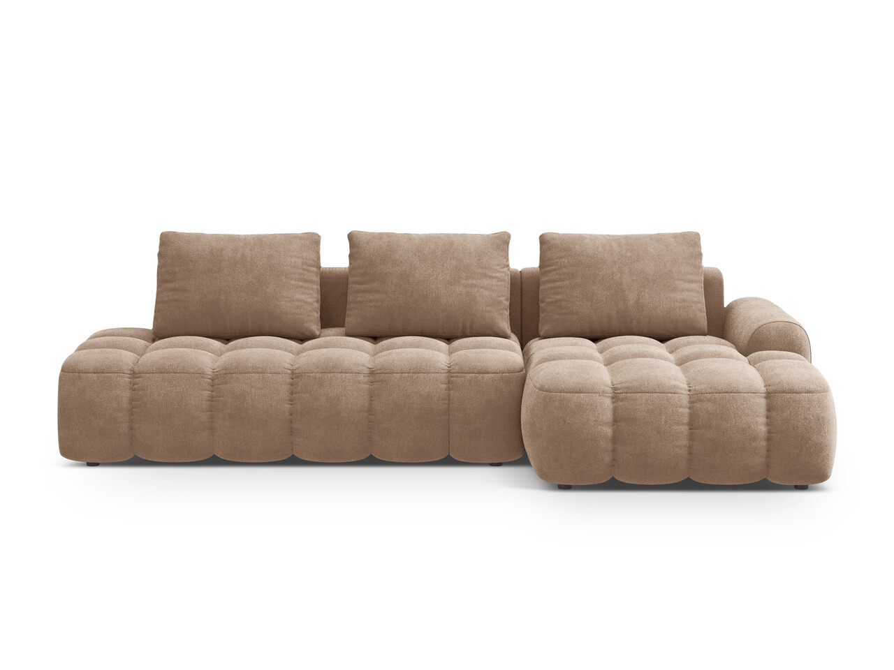 Coltar extensibil dreapta 3 locuri, Linz, Cosmopolitan Design, 275x142x84 cm, cotiera stanga, catifea, bej inchis
