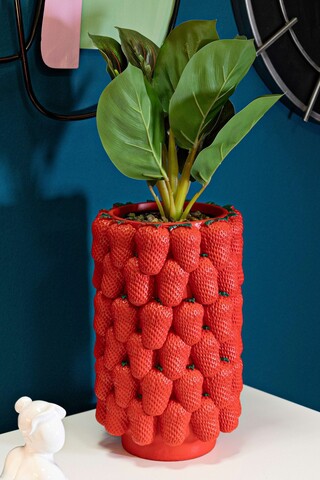 Suport ghiveci Strawberry, Mauro Ferretti, 20x32 cm, polirasina, rosu