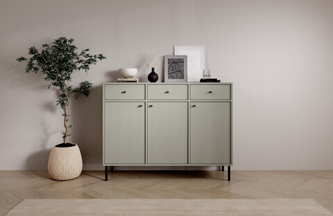 Comoda ADRK, Tili 3D 3S, 124.5x40.8x95 cm, PAL laminat, verde eucalipt