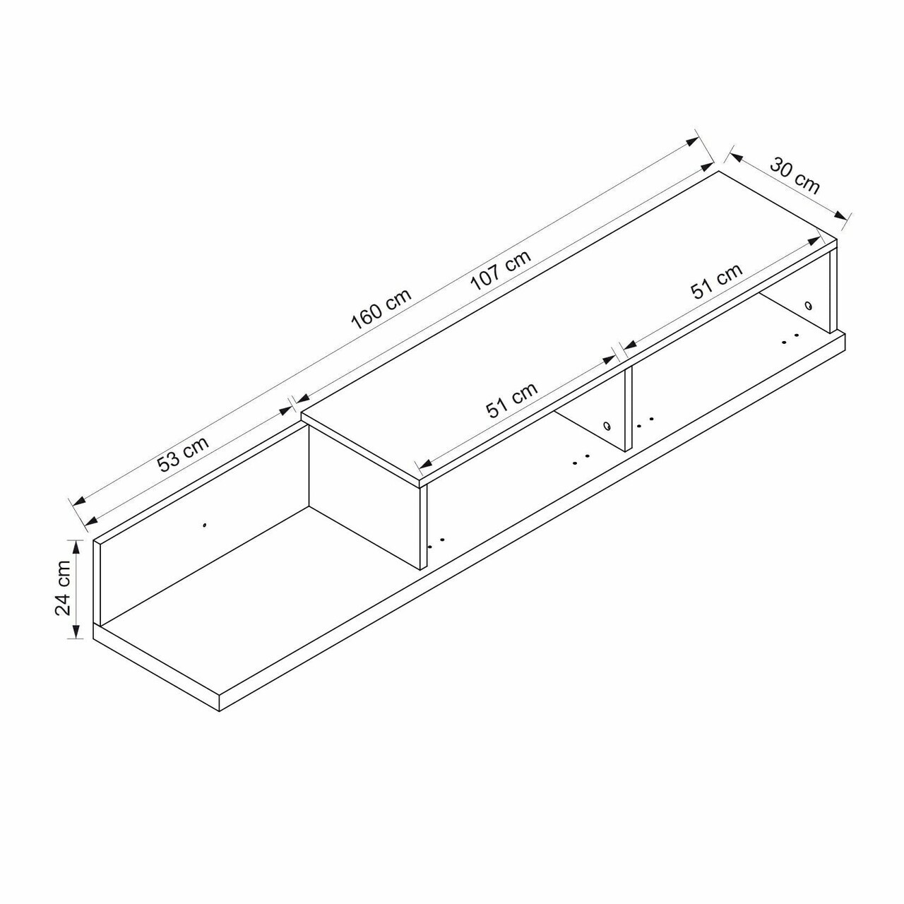 Comoda TV, Hanah Home, Nora, 160x24x30 cm, Piatră Lunii / Travertin — imaginea 8