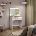 Masa de toaleta cu oglinda cu LED-uri / masuta dressing, Vasagle, 80s40s137.5 cm, MDF, alb
