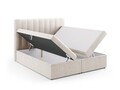 Pat continental cu saltea, topper si lada depozitare, 180x200 cm, Micadoni Home, Kelp-138, tesatura structurata chenille, bej