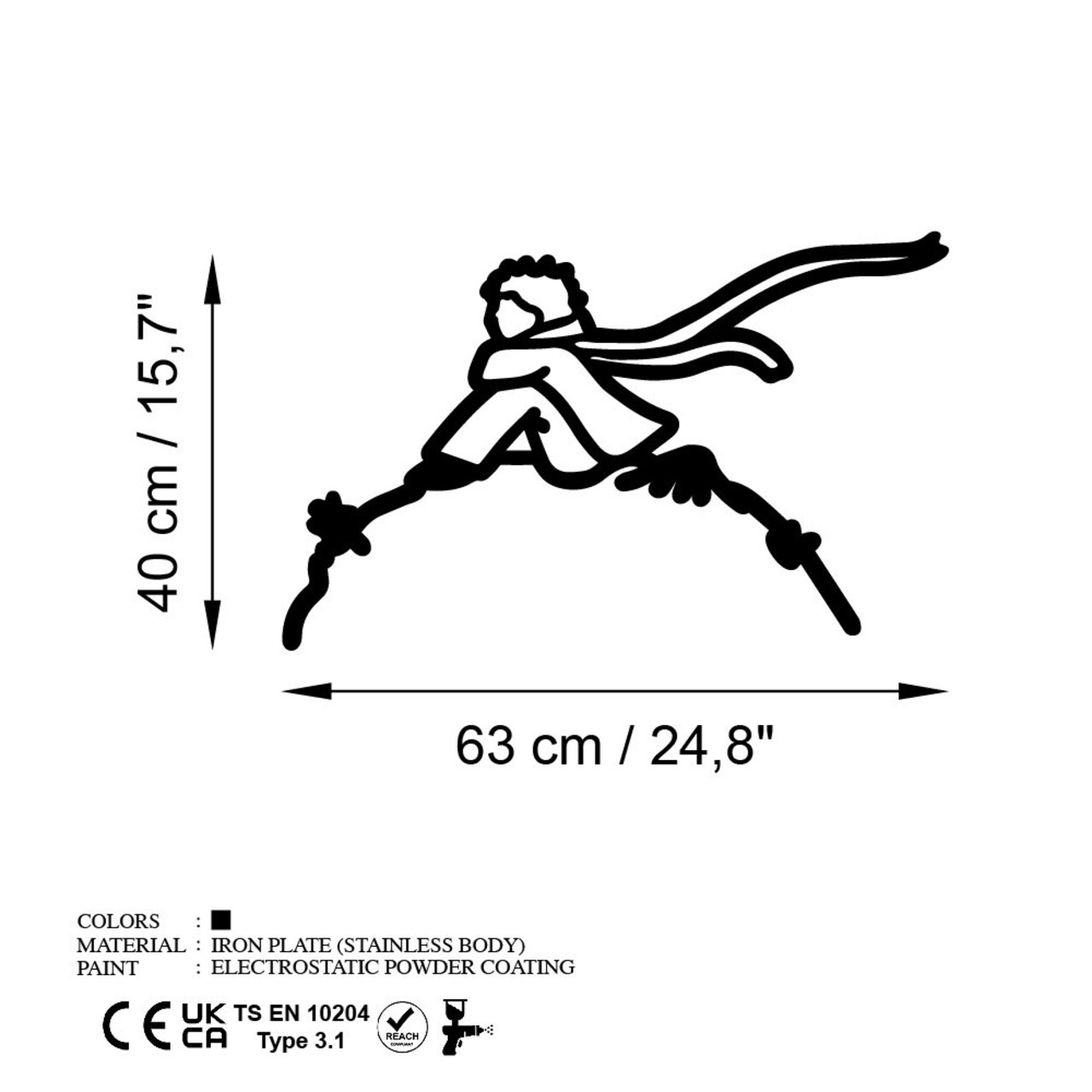 Decoratiune de perete, The Little Prince 2, Dimensiuni: 63 x 40 cm, Negru - view 6