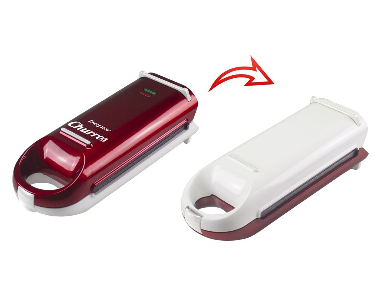 Aparat de facut churros Beper, 800W, capacitate 4 bucati, 19 cm, rosu/alb - view 6