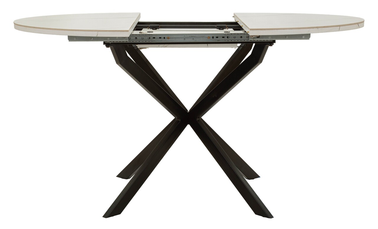 Masa extensibila dining, Mauro Ferretti, Martin, 100-140x75 cm, metal/ceramica, negru/alb - imagine 8