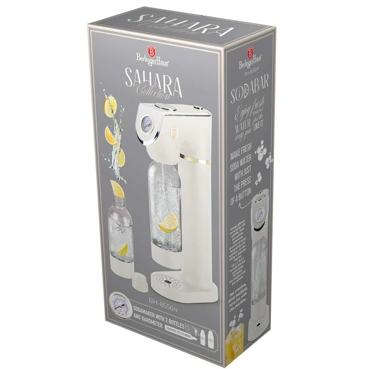 Aparat sifon Berlinger Haus, Sahara, 22x13x43 cm, 0.5L / 1L, inox/polipropilena, crem - view 13