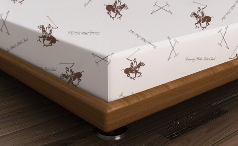 Cearceaf de pat cu elastic, 160×200 cm, 100% bumbac ranforce, Beverly Hills Polo Club, BHPC 029, maro