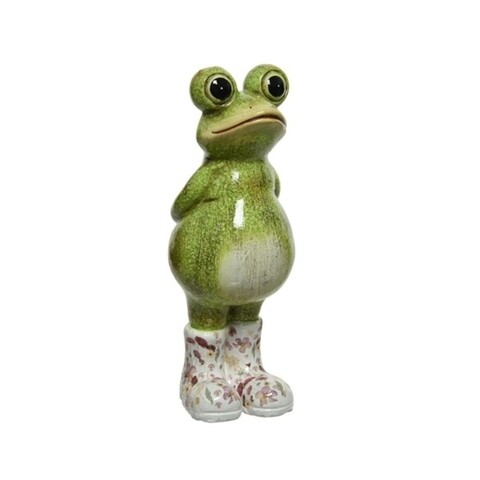 Decoratiune Frog, Decoris, 8.6x11x24.5 cm, teracota, multicolor