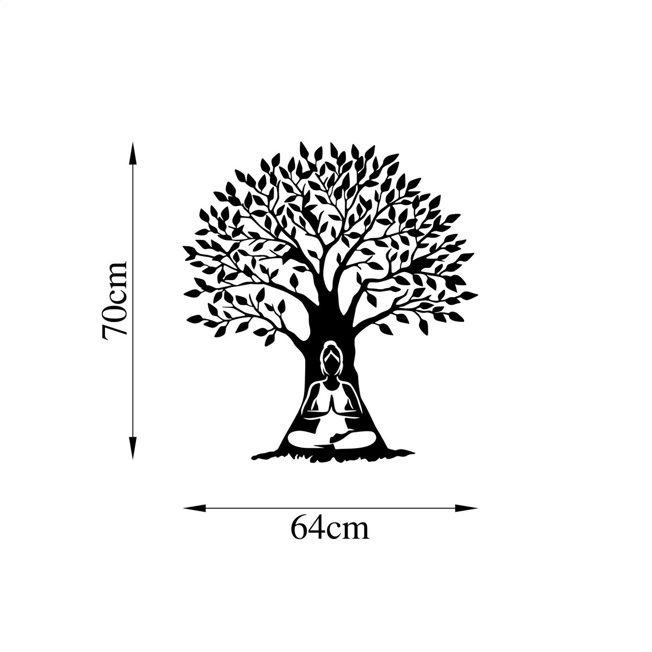 Decoratiune de perete, Yoga 4, Metal, Dimensiune: 64 x 70 cm, Negru