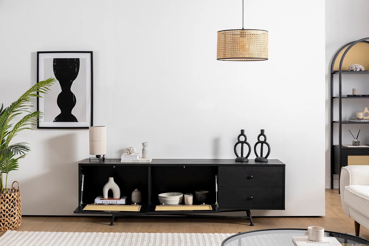 Comoda TV, Hanah Home, Nala 180, 180x55x40 cm, PAL, Negru - view 4