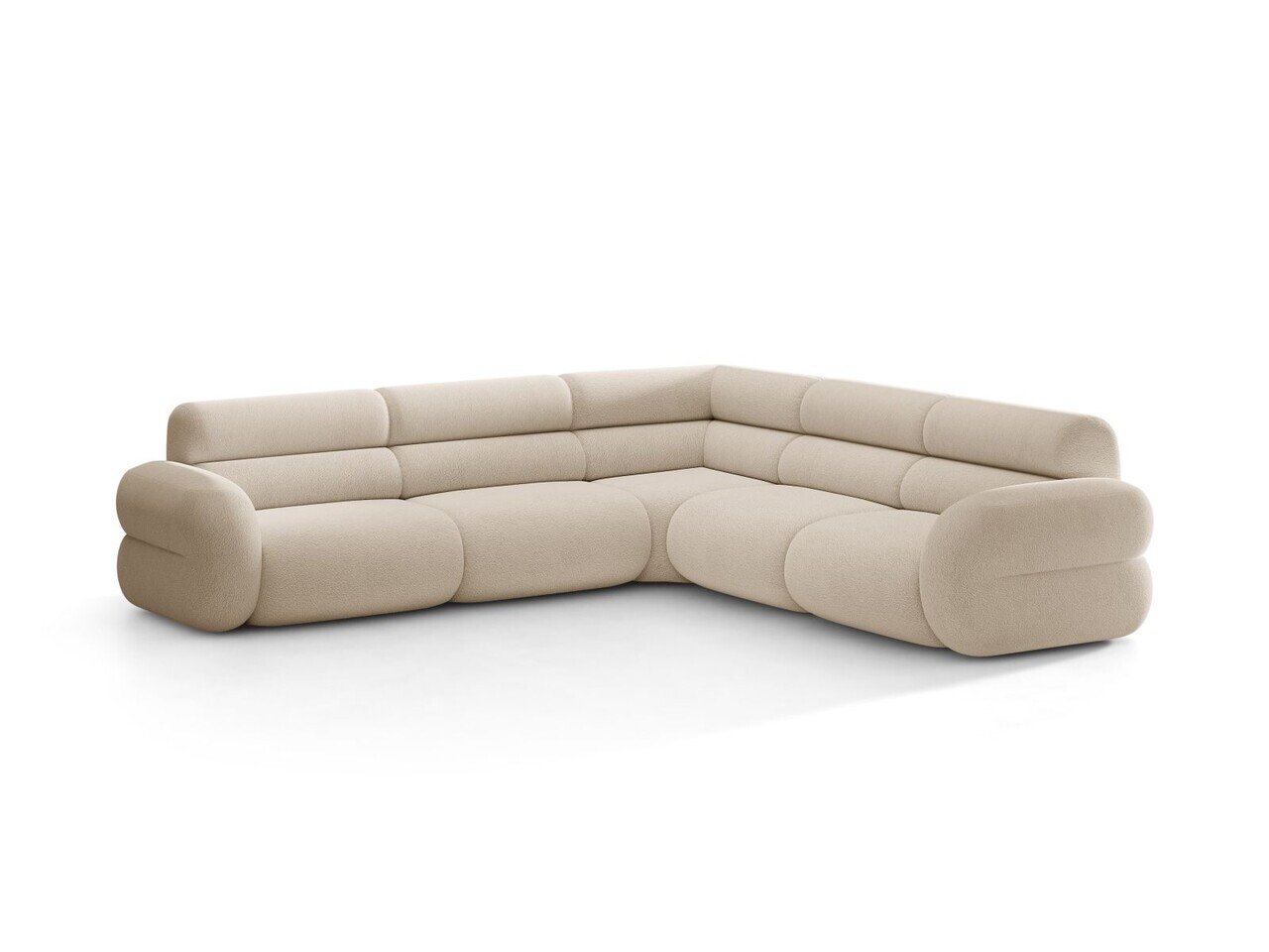 Coltar simetric 7 locuri, Neo, Micadoni Home, 295x295x83 cm, tesatura Boucle, bej — imaginea 6