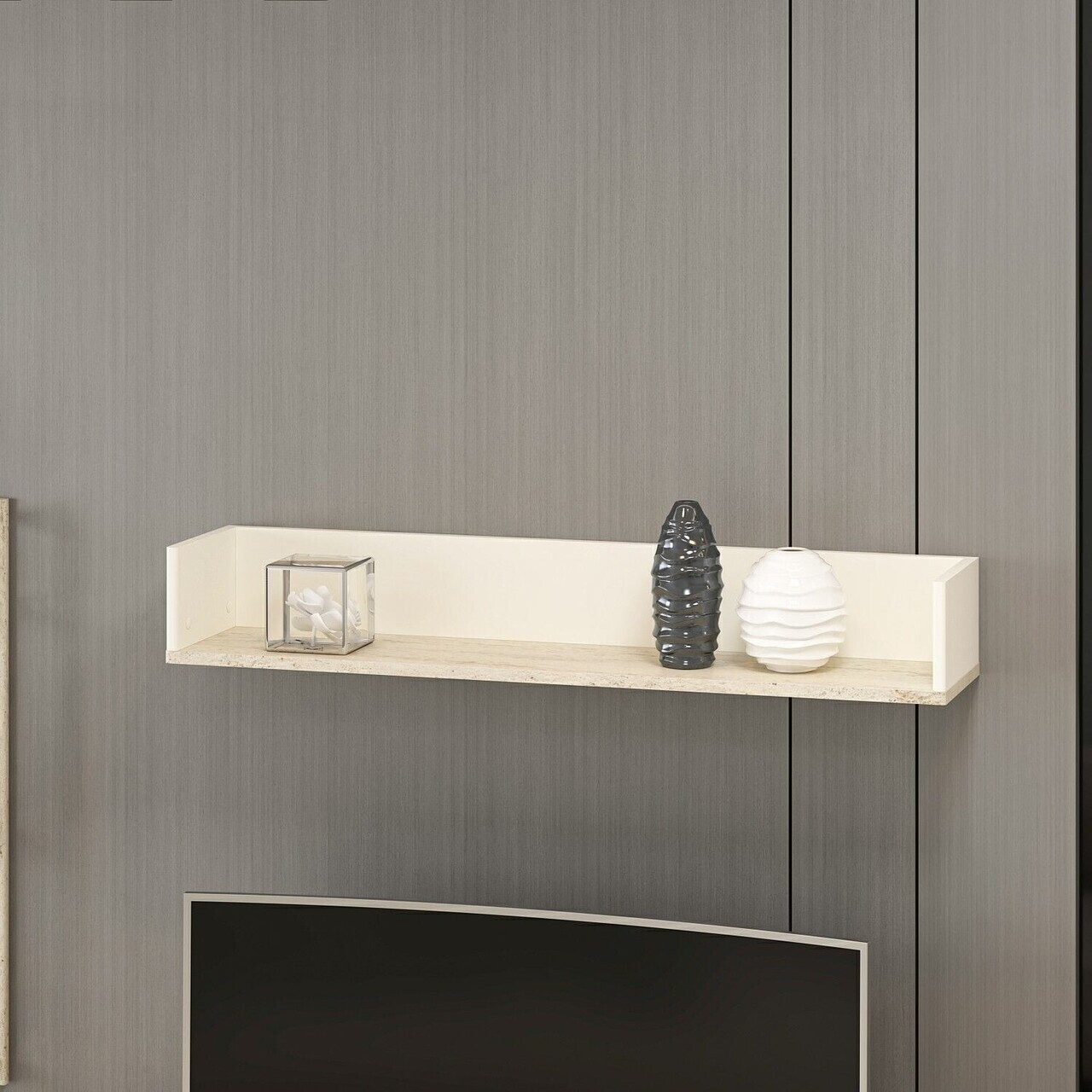 Comoda TV, Hanah Home, Valento, 115x17x25 cm, Piatră Lunii / Travertin — imaginea 3