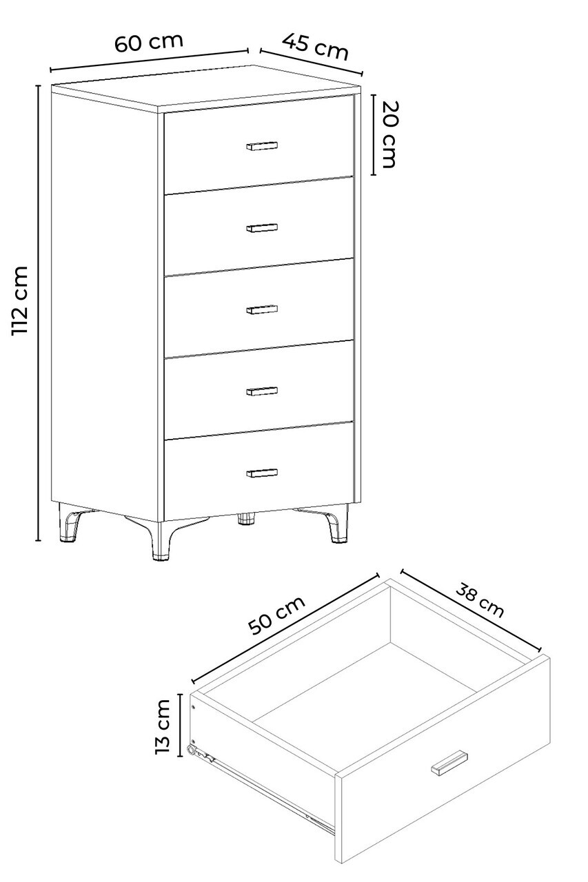 Dulap, Hanah Home, Riva, 60x112x45 cm, Antracit — imaginea 5