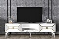 Comoda TV, Olivia, Yumedi, 150x50x30 cm, PAL , Alb/Auriu