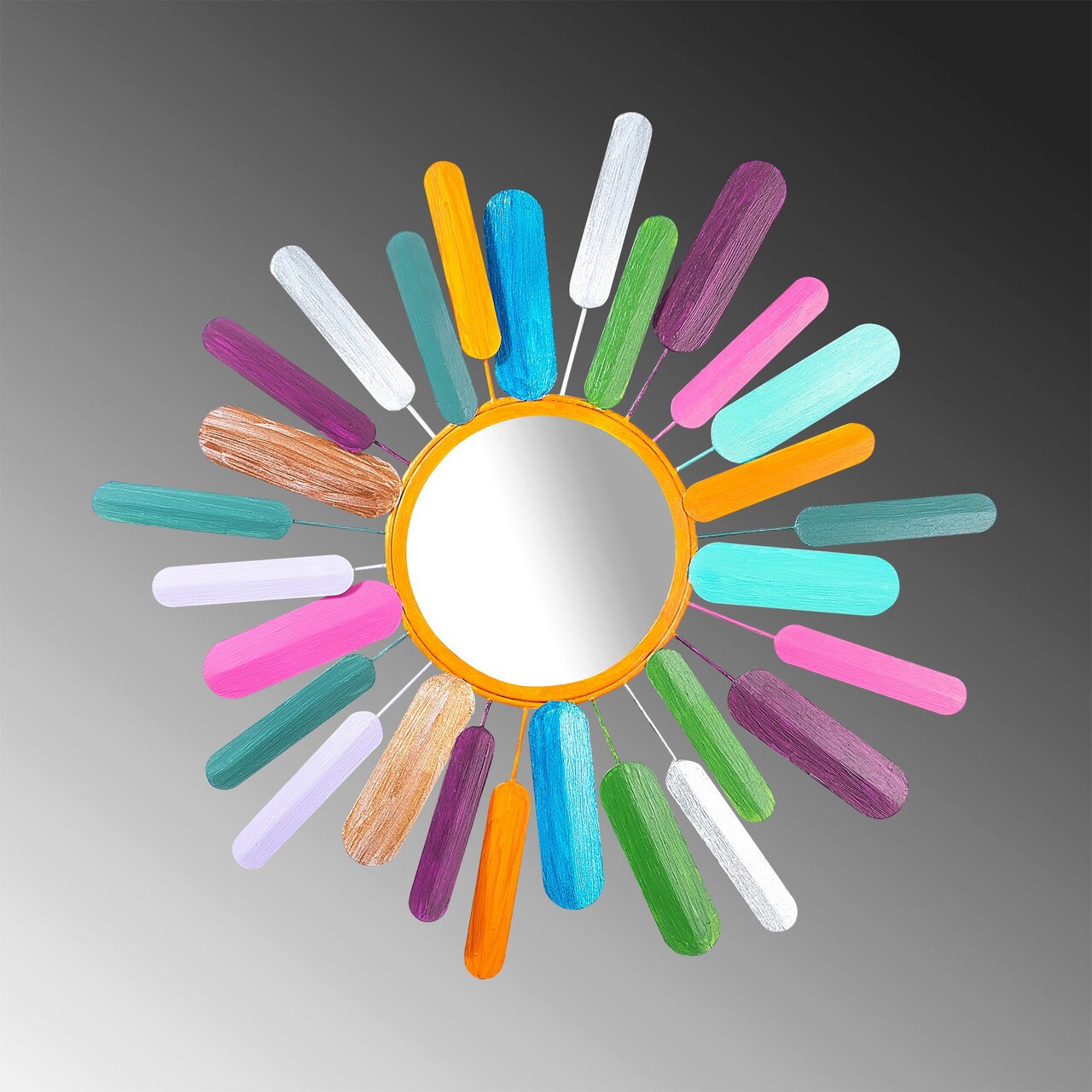 Decoratiune de perete, Mirror Sun, Metal, Dimensiune: 75 x 75 cm, Multicolor