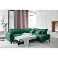 Coltar extensibil dreapta 4 locuri ELTAP, RT-35LU, Noble, 255x201x100 cm, lemn/poliester, verde inchis