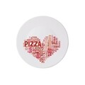 Platou pentru servire I love pizza, Bormioli, Ø33 cm, opal, rosu