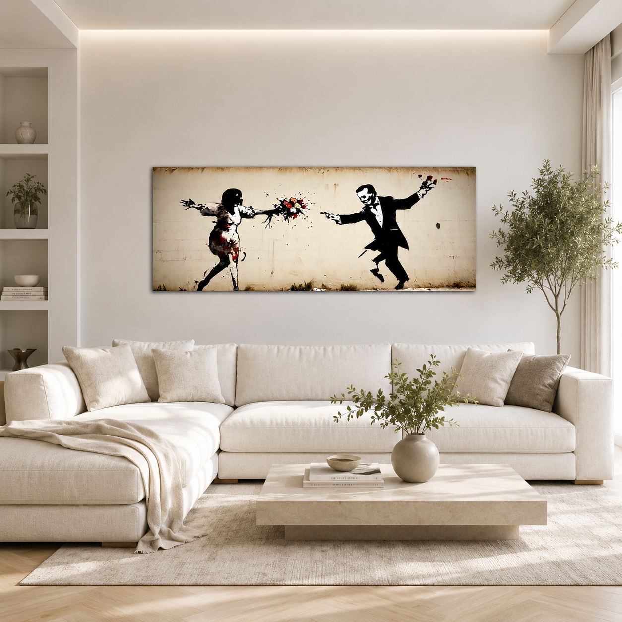 Tablou decorativ, KNV12100, Canvas, Lemn, Multicolor