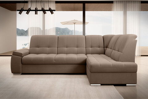 Coltar extensibil dreapta 3 locuri ELTAP, RT-20NU, Sado, 272x192x95 cm, lemn/poliester, maro deschis