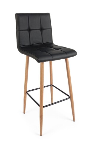 Scaun de bar Bruce, Bizzotto, piele ecologica, 46x40x108 cm, negru 46x40x108