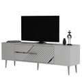 Comoda TV, Olivia, Dekolp5, Alb / Argintiu