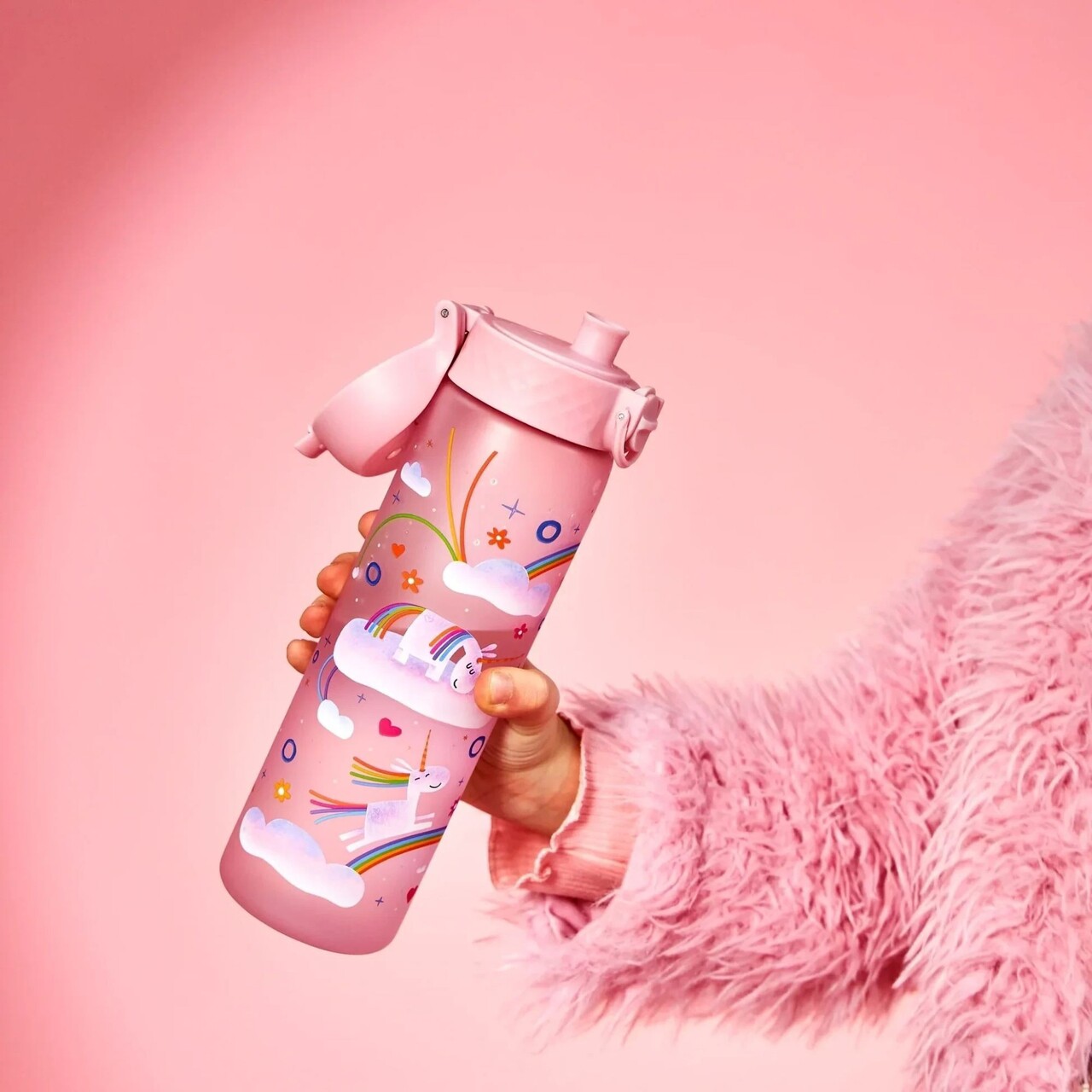 Sticla apa pentru copii Slim, recyclon, 500ml, Unicorn Rainbows - Ion8 - imagine 5