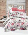 Set lenjerie de pat pentru o persoana Single XL (DE), 2 piese, Vanesa - Pink, Victoria, 65% bumbac/35% poliester