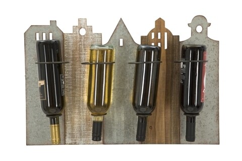 Suport pentru sticle de vin city, mauro ferretti, 4 sticle, 60 x 40 cm, fier/mdf