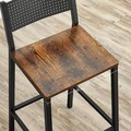 Set 2 scaune de bar, Vasagle, 50.7x43.1x97.2 cm, PAL/otel, max 130 kg, maro rustic
